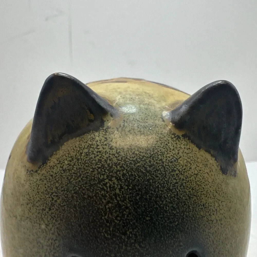 Art Pottery Stoneware Speckled Piggy Bank Money Saver No Stopper Vintage